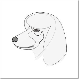 White French Poodle - one line drawing with colour Posters and Art